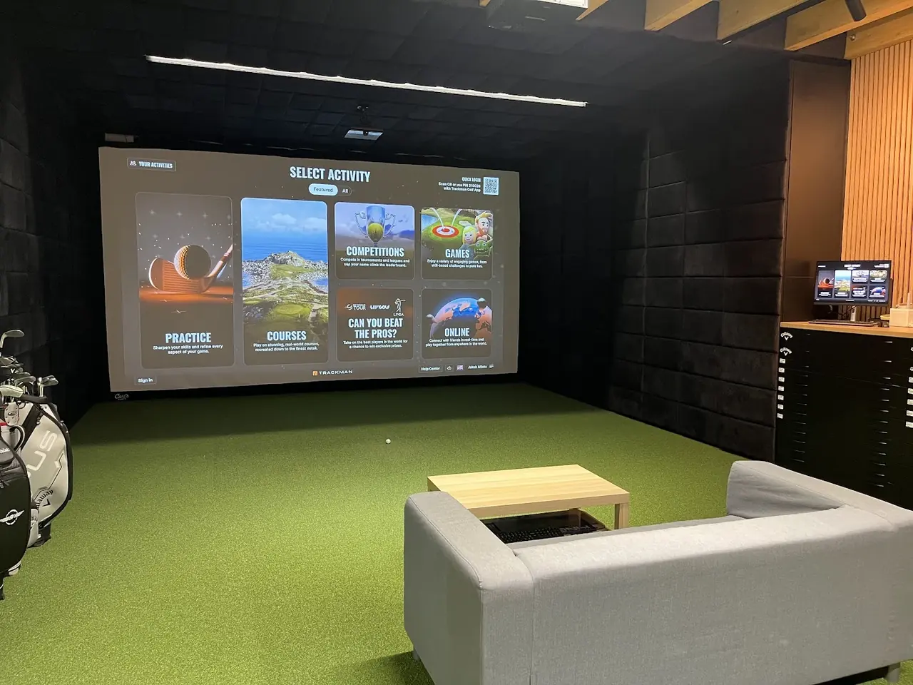TrackMan-simulator in een golfstudio
