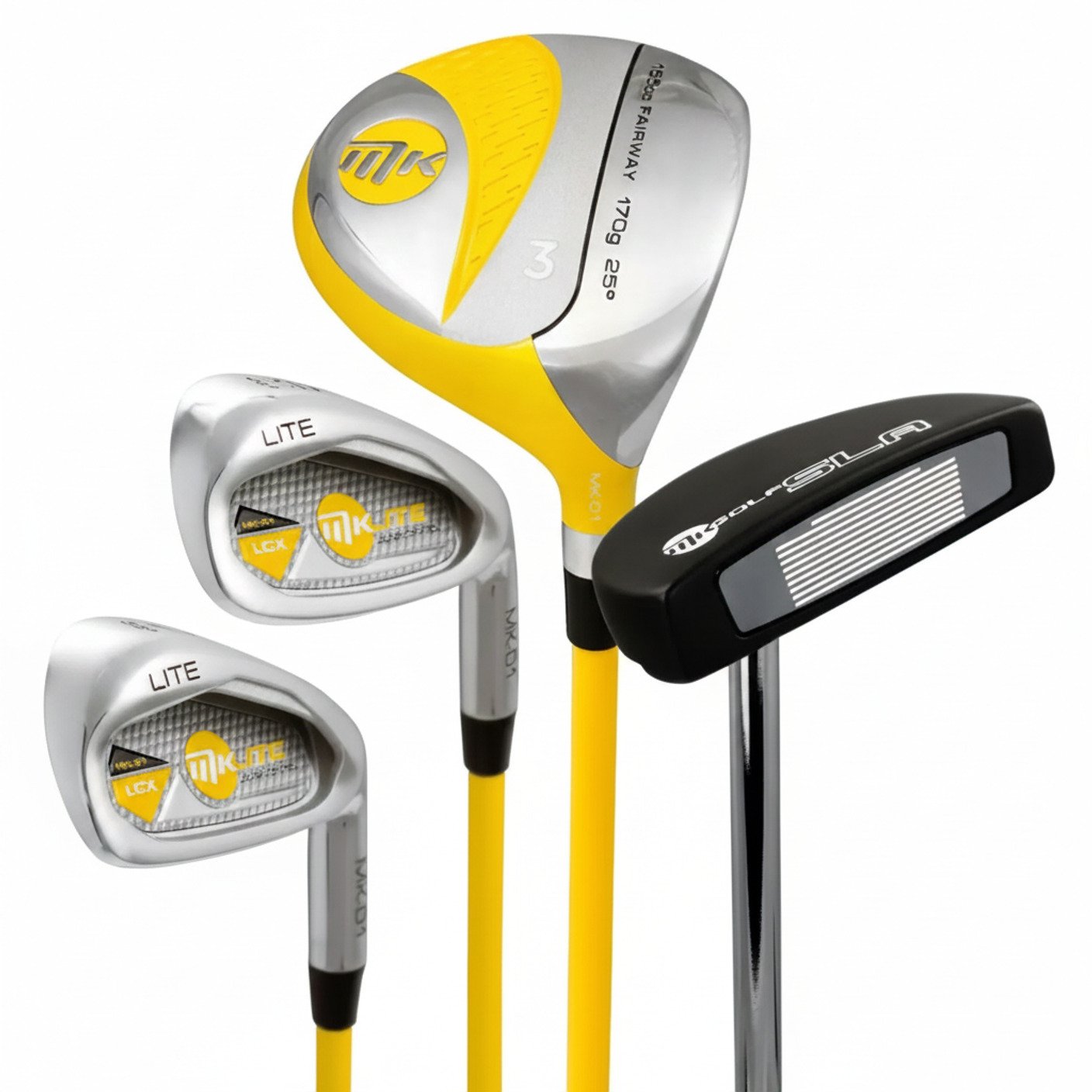 MKids Lite Junior golfset, grafiet, + standtas, geel