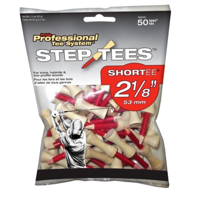 Pride Professional Tee System Step Tees Rode houten tees 53mm (2 1/8"), 50 stuks