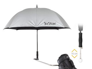 JuStar JuStar telescopische golfparaplu, zilver (UV-bescherming 99%)
