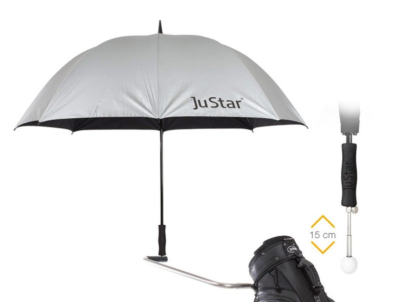 JuStar JuStar telescopische golfparaplu, zilver (UV-bescherming 99%)