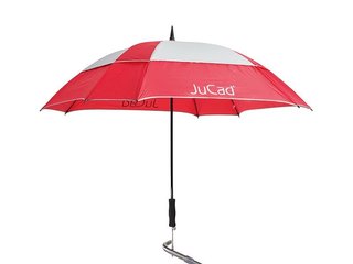 JuCad telescopische golfparaplu 68" vierkant & windbestendig met pin, rood/zilver