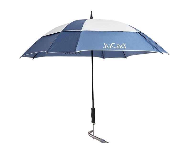 JuCad telescopische golfparaplu 68" vierkant & windbestendig met pin, blauw/zilver
