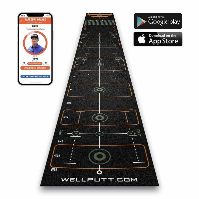 Wellputt Putting Mat - CLASSIC 13FT (4m), speed 10-11,5ft, zwart