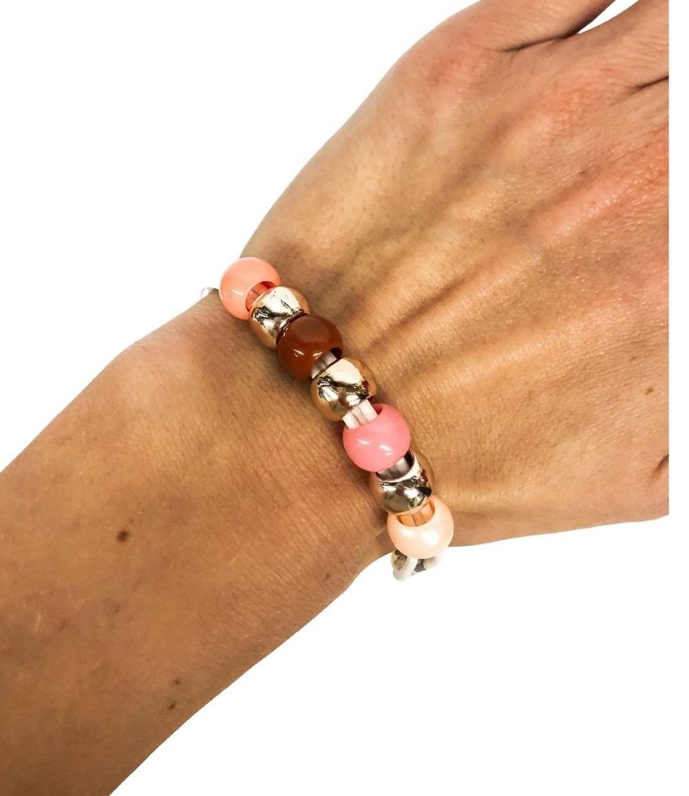 Ostatní Handmade Teraka armband, type 017, wit/roze