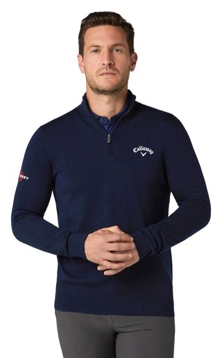Callaway 1/4 Blended Merino heren trui, navy blue