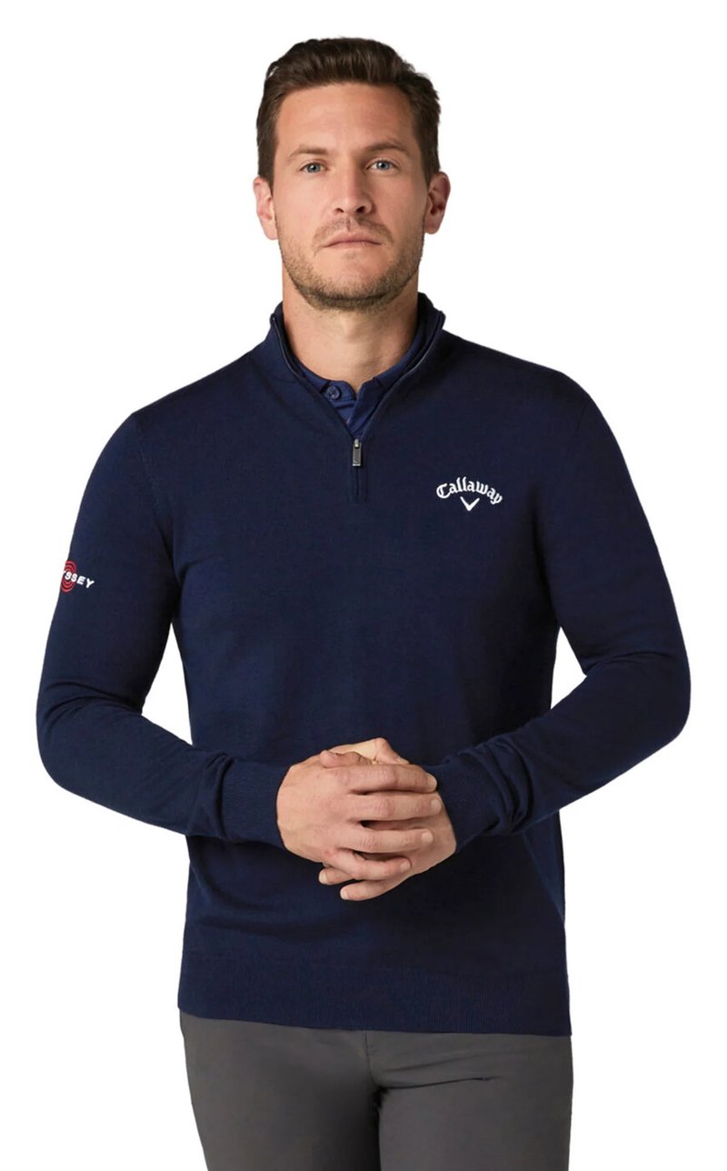 Callaway 1/4 Blended Merino heren trui, navy blue