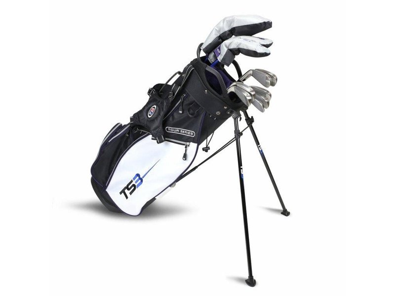 U.S. Kids Golf TS3-54 (137cm) v10 junior golfset, grafiet, zwart/wit/paars + stand bag