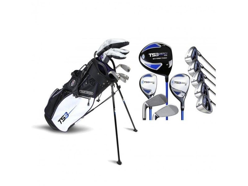 U.S. Kids Golf TS3-54 (137cm) v10 junior golfset, grafiet, zwart/wit/paars + stand bag