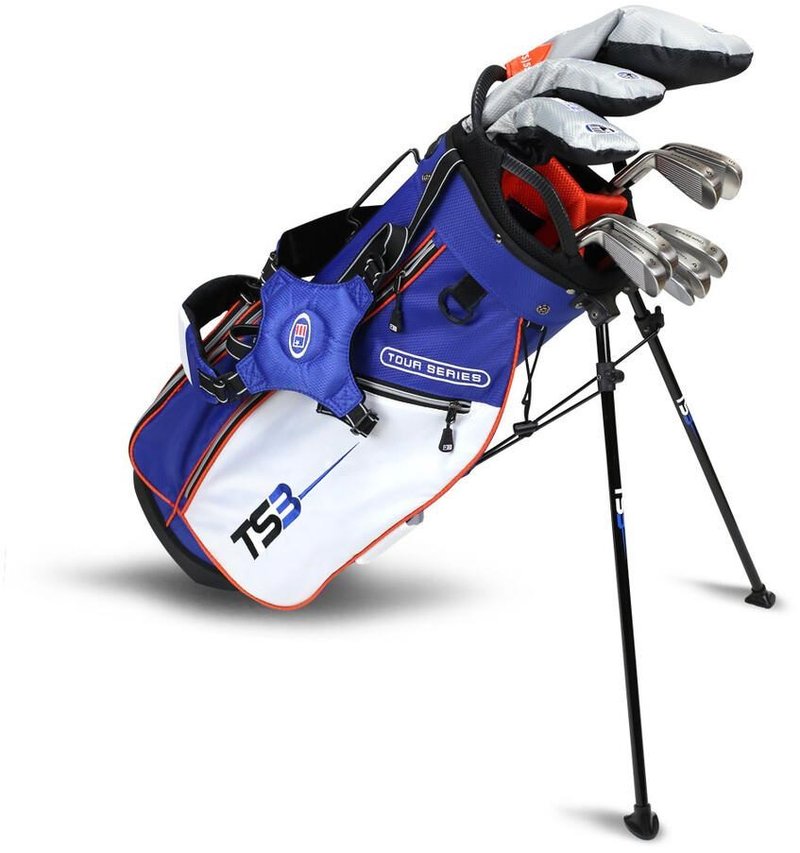 U.S. Kids Golf TS3-51 (130cm) V15 10-Club junior golfset, grafiet + stand bag, royal/wit/oranje
