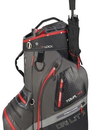 Big Max Dri Lite V-4 Organizer cart bag, houtskool/zwart/rood