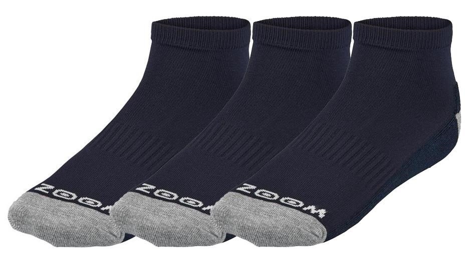 Zoom Ankle dames sokken (3 paar), navy/zilver