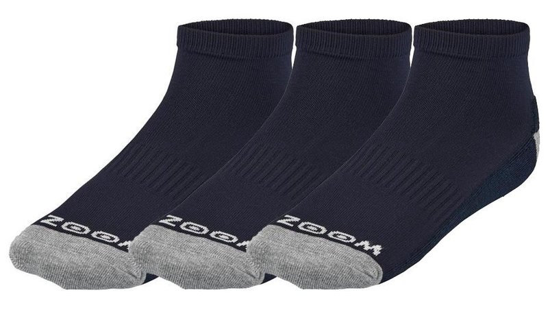 Zoom Ankle dames sokken (3 paar), navy/zilver