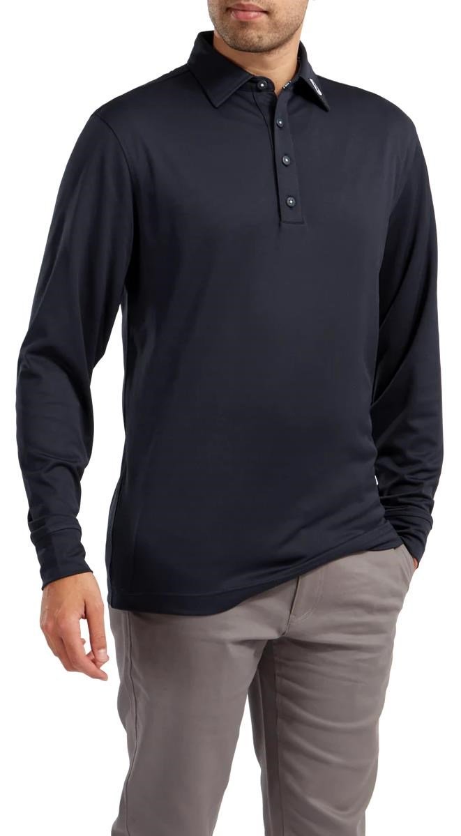 FootJoy Long Sleeve Thermocool Self Athletic Fit heren polo, navy