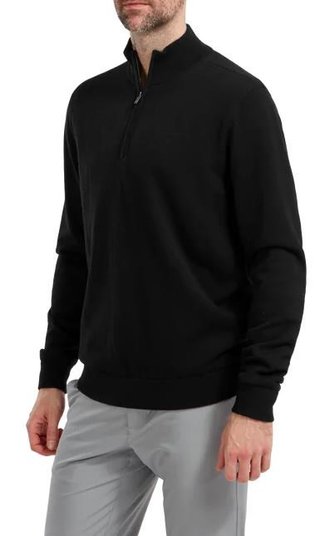 FootJoy Wool Blend 1/2 Zip Lined heren pullover, zwart