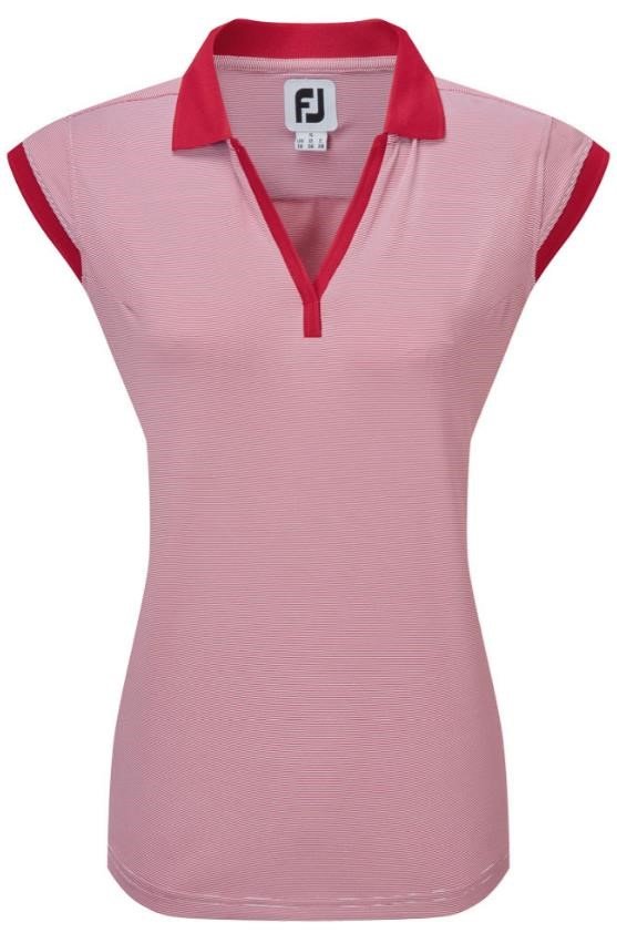 FootJoy End on End Striped Lisle mouwloos dames polo, rood/wit