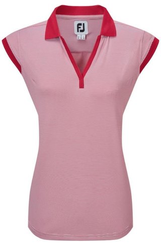 FootJoy End on End Striped Lisle mouwloos dames polo, rood/wit