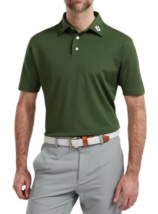 FootJoy Stretch Pique Solid heren polo, olijfgroen