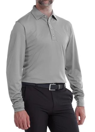 FootJoy Long Sleeve Thermocool Self Athletic Fit heren polo, grijs