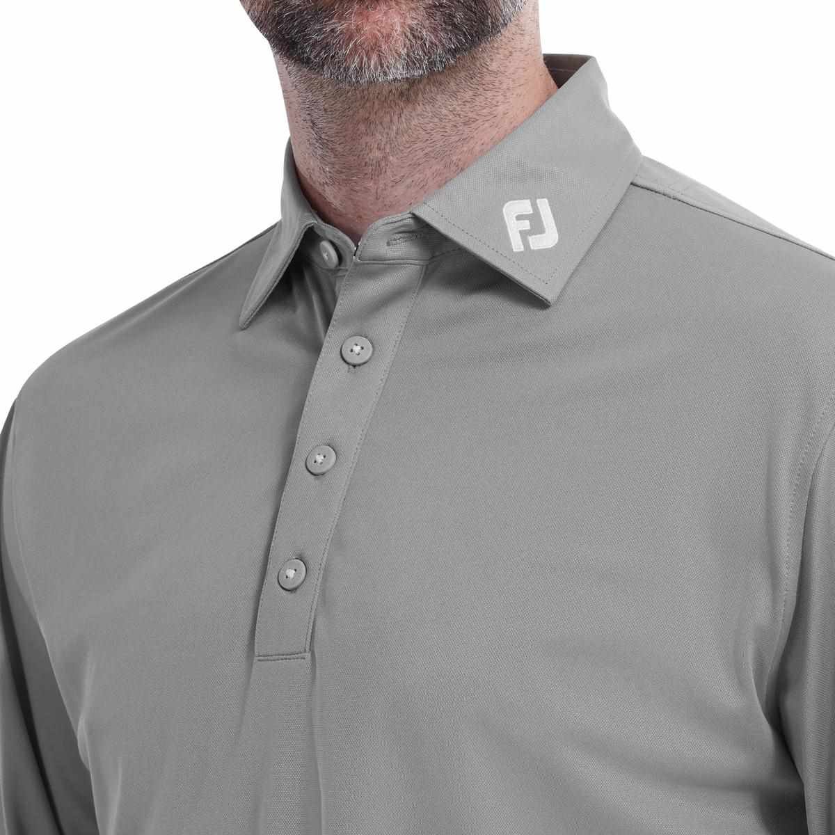 FootJoy Long Sleeve Thermocool Self Athletic Fit heren polo, grijs