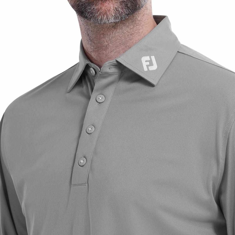 FootJoy Long Sleeve Thermocool Self Athletic Fit heren polo, grijs