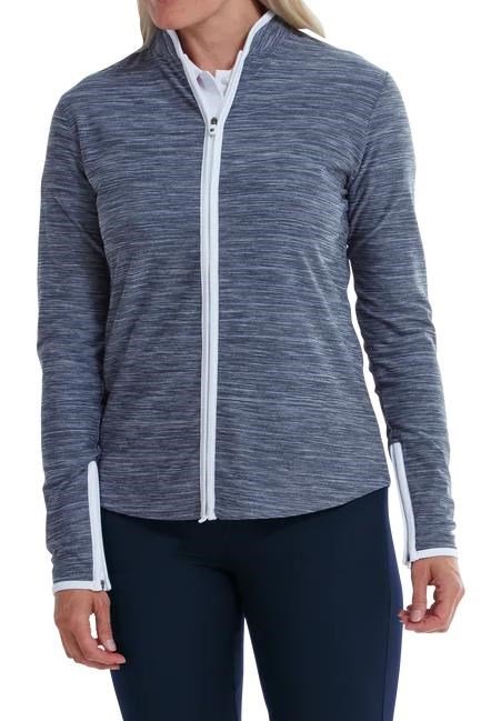 FootJoy Full Zip Space Dye Fleece dames sweatshirt, navy/wit