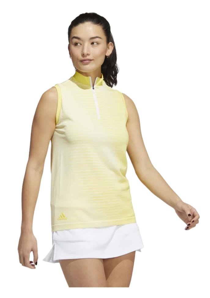 Adidas Primeknit dames mouwloos polo, geel