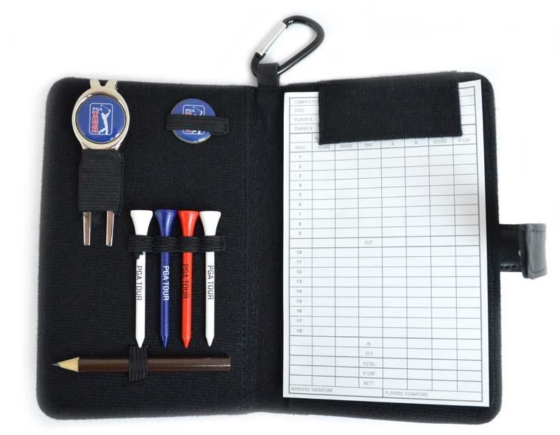 PGA Tour Real Leather Score Card and Accessory Wallet, zwart