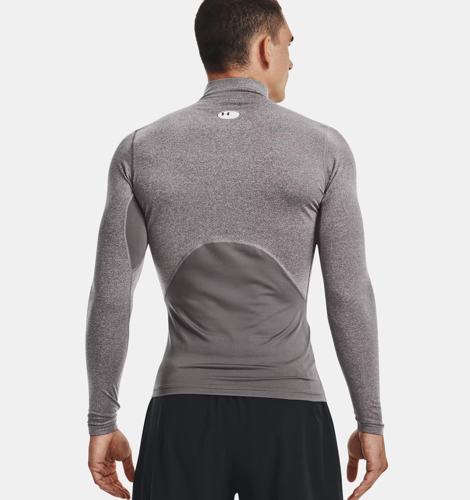 Under Armour ColdGear® Compression Mock heren top, charcoal light heather/black