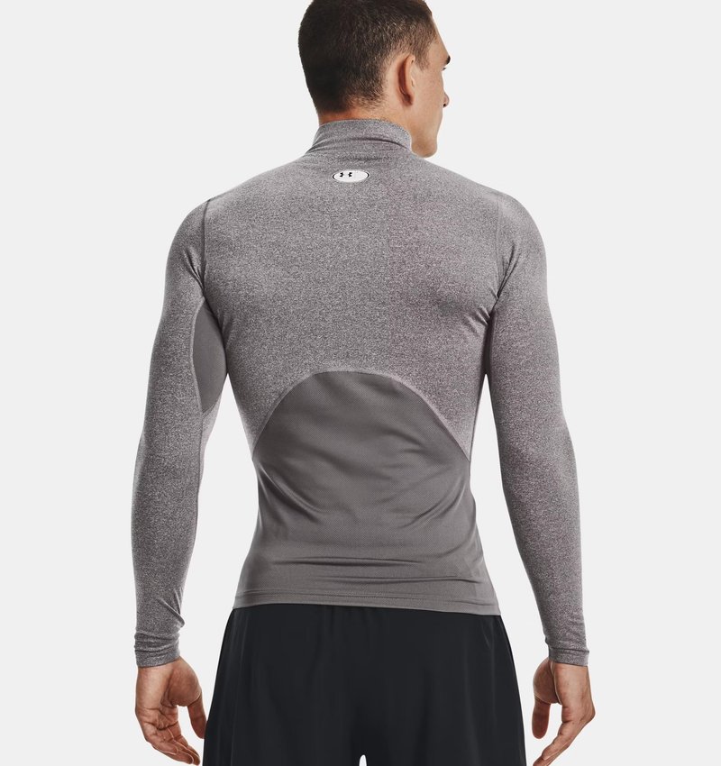 Under Armour ColdGear® Compression Mock heren top, charcoal light heather/black
