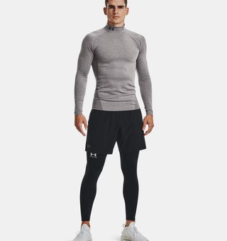 Under Armour ColdGear® Compression Mock heren top, charcoal light heather/black
