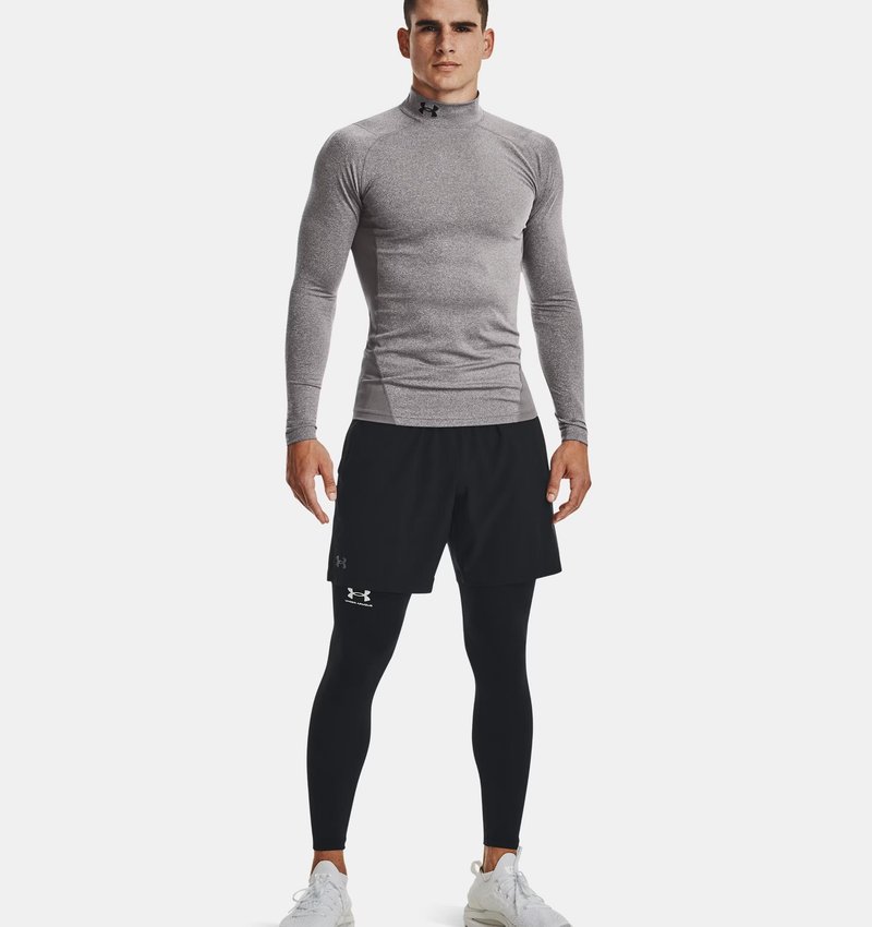Under Armour ColdGear® Compression Mock heren top, charcoal light heather/black