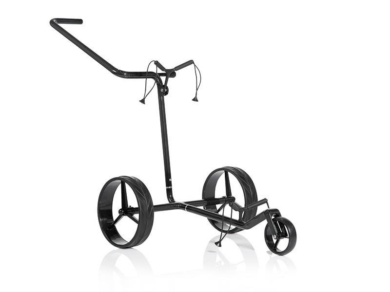 JuCad Carbon Shine handmatige trolley met 3 wielen, glanzend zwart + draagtas JTT