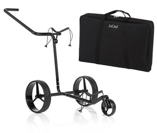 JuCad Carbon Shine handmatige trolley met 3 wielen, glanzend zwart + draagtas JTT