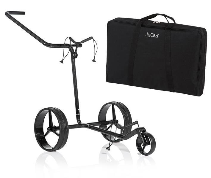 JuCad Carbon Shine handmatige trolley met 3 wielen, glanzend zwart + draagtas JTT