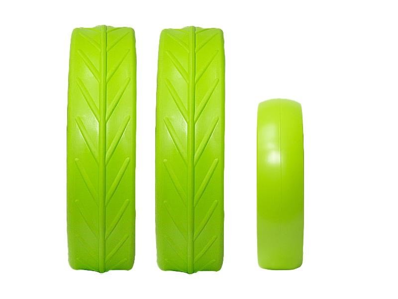 JuCad tires - 2 achterwielen, 1 voorwiel, groen