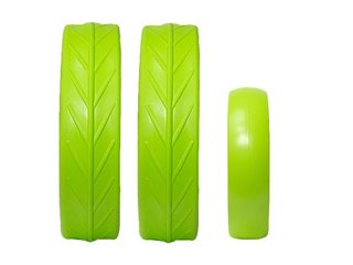 JuCad tires - 2 achterwielen, 1 voorwiel, groen