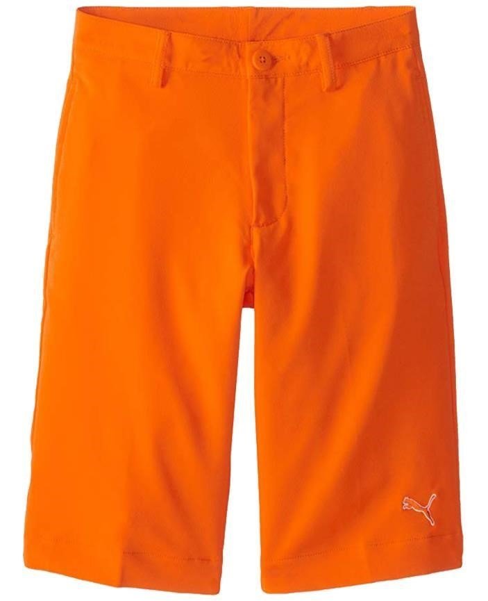 Puma Golf Tech junior shorts, vibrant orange