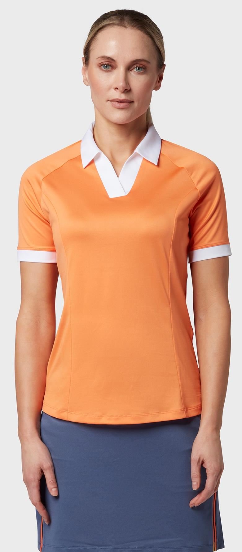 Callaway V-Placket Colorblock dames polo, nectarine