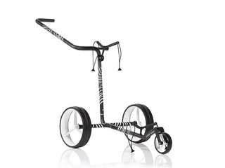 JuCad Carbon Zebra handwagen, wit/zwart mat afwerking in 3K design + draagtas JTT
