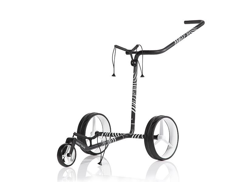 JuCad Carbon Zebra handwagen, wit/zwart mat afwerking in 3K design + draagtas JTT