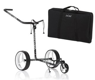 JuCad Carbon Zebra handwagen, wit/zwart mat afwerking in 3K design + draagtas JTT