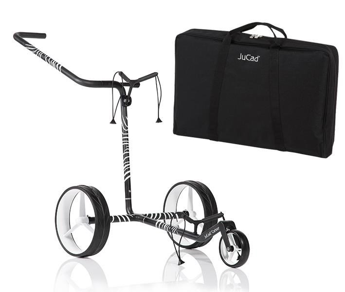 JuCad Carbon Zebra handwagen, wit/zwart mat afwerking in 3K design + draagtas JTT