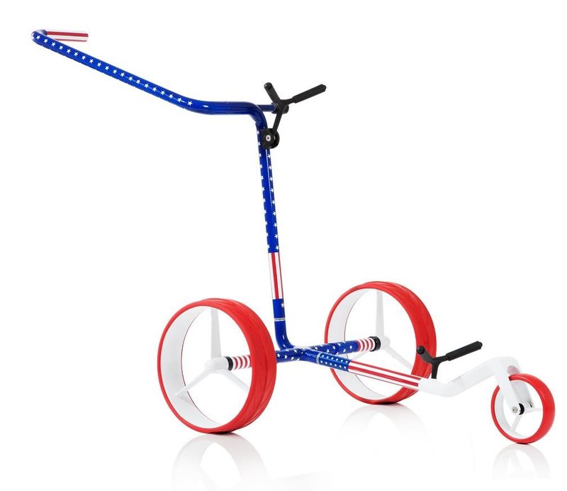 JuCad Carbon USA handwagen + draagtas JTT, blauw/rood