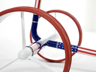 JuCad Carbon USA handwagen + draagtas JTT, blauw/rood