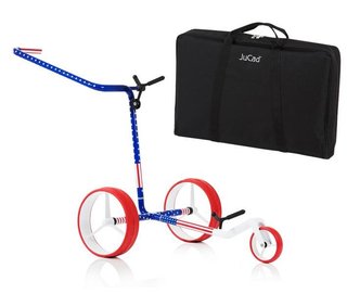 JuCad Carbon USA handwagen + draagtas JTT, blauw/rood
