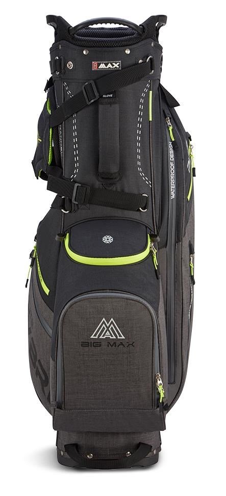 Big Max Dri Lite Hybrid Plus stand bag, zwart/storm charcoal/limoen