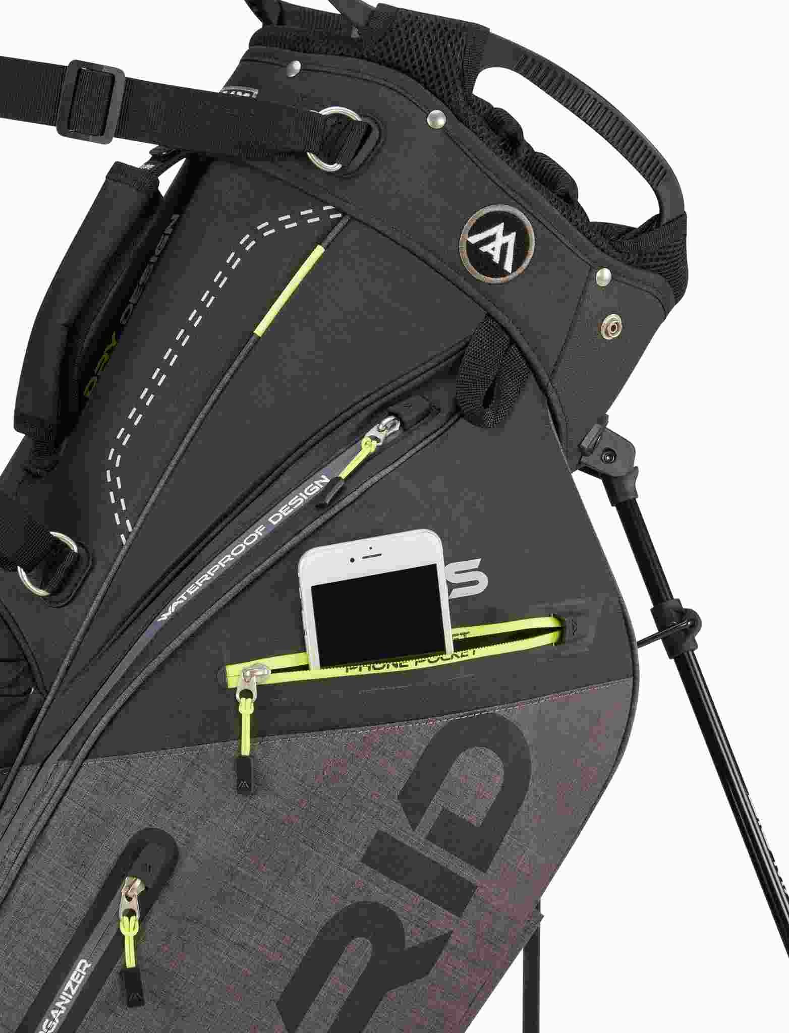 Big Max Dri Lite Hybrid Plus stand bag, zwart/storm charcoal/limoen