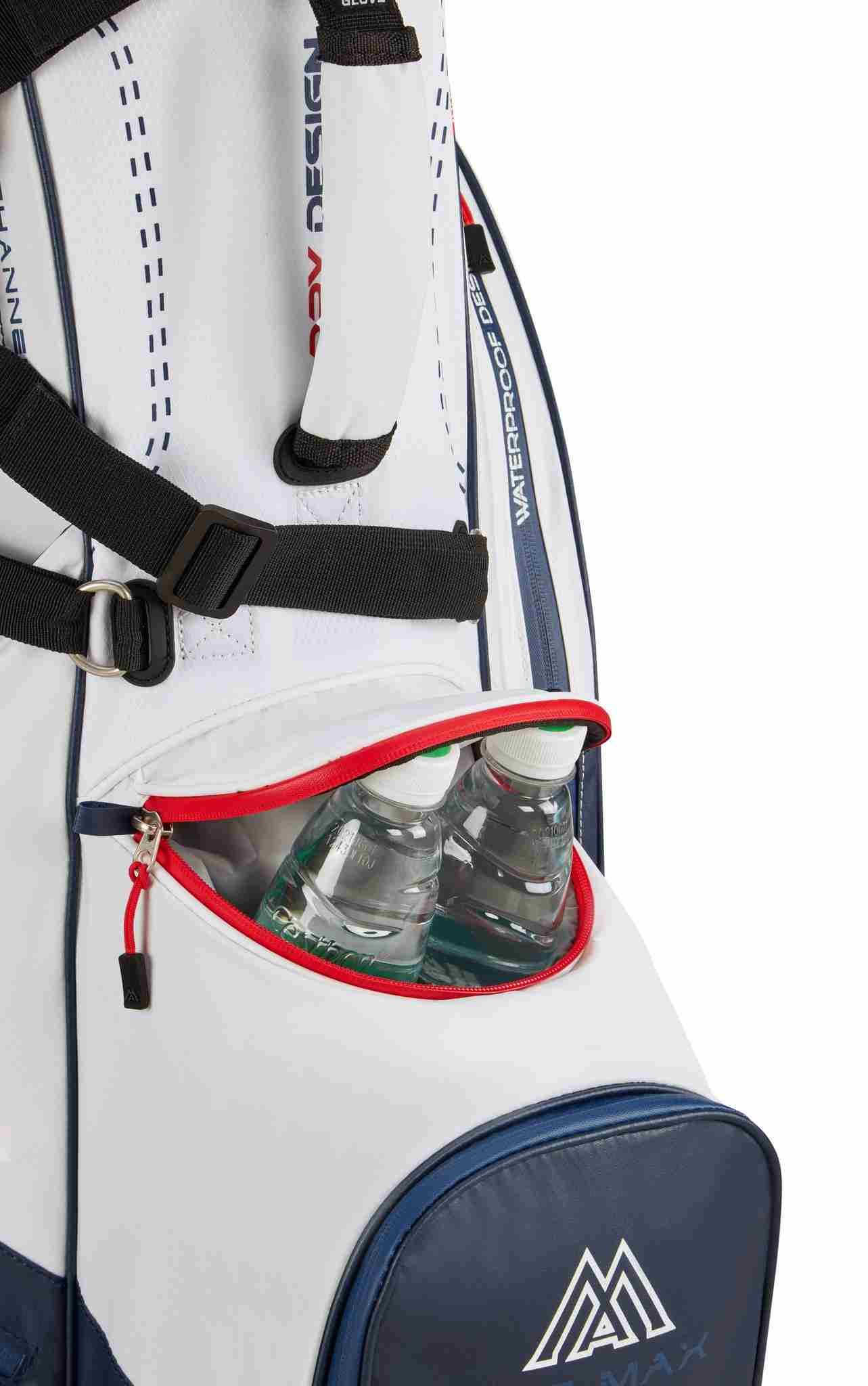 Big Max Dri Lite Hybrid Plus stand bag, wit/marine/rood