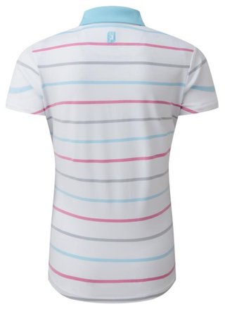 FootJoy Birdseye Stripe Smooth Jacquard dames polo, wit/blauw